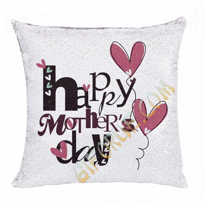 Creative Mother Day Gift Personalised Picture Sequin Cushion Cover - Click Image to Close