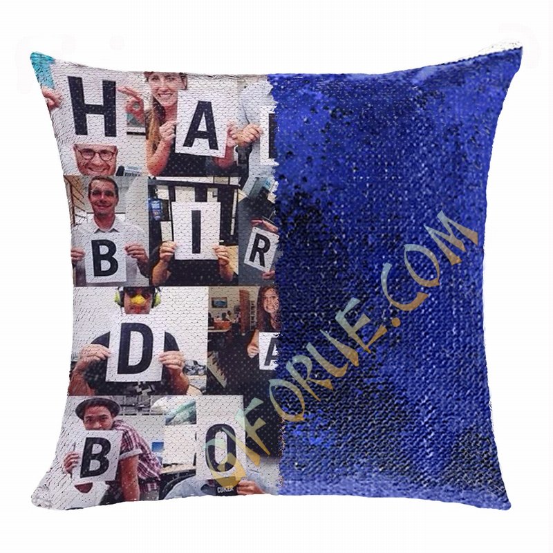 Creative Gift Personalized Photo Sequin Pillow Boss Leader - Click Image to Close