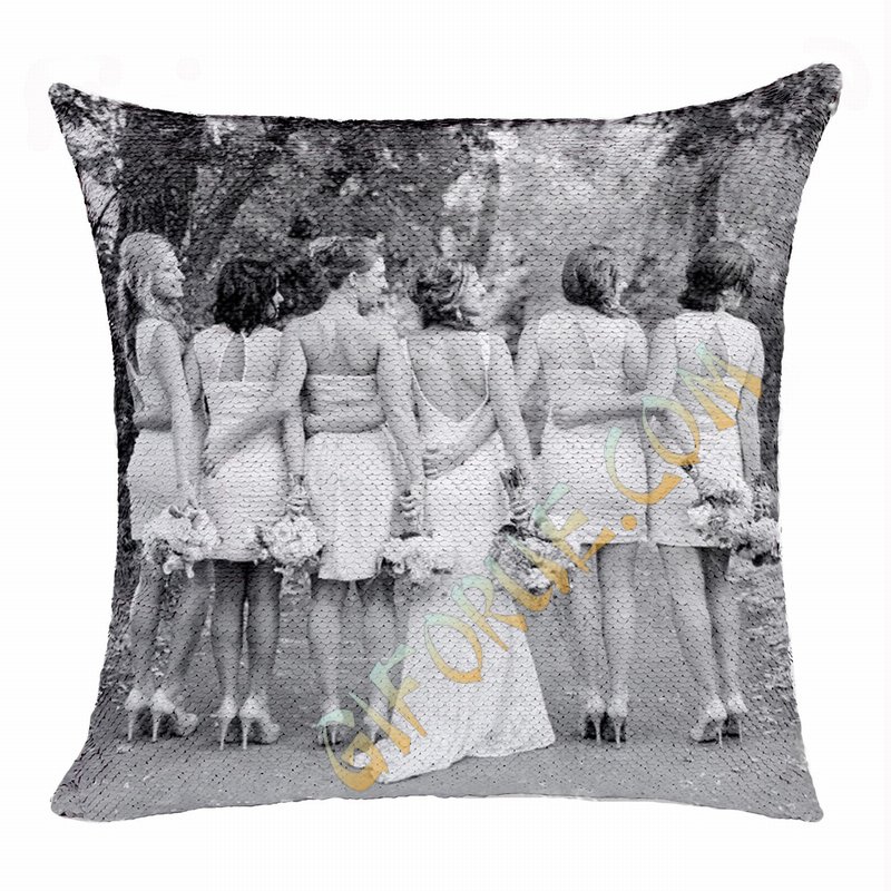 Creative Personalized Sequin Cushion Cover Best Bridesmaid Gift - Click Image to Close