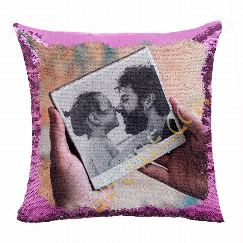 Cute Personalised Sequin Cushion Cover Daughter Picture Gift - Click Image to Close