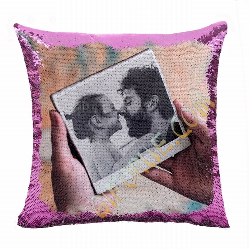 Cute Personalised Sequin Cushion Cover Daughter Picture Gift - Click Image to Close