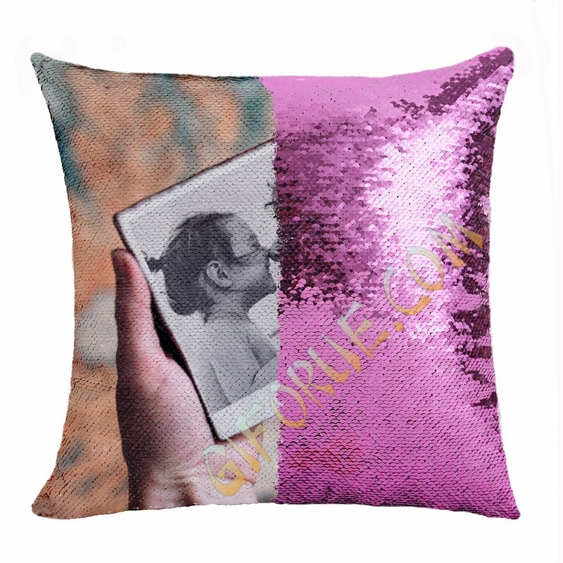 Cute Personalised Sequin Cushion Cover Daughter Picture Gift - Click Image to Close