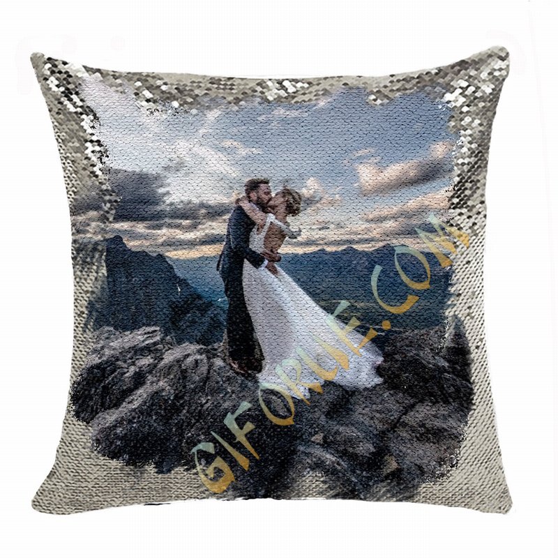 Funny Personalized Flip Sequin Pillow Marriage Anniversary Gift - Click Image to Close