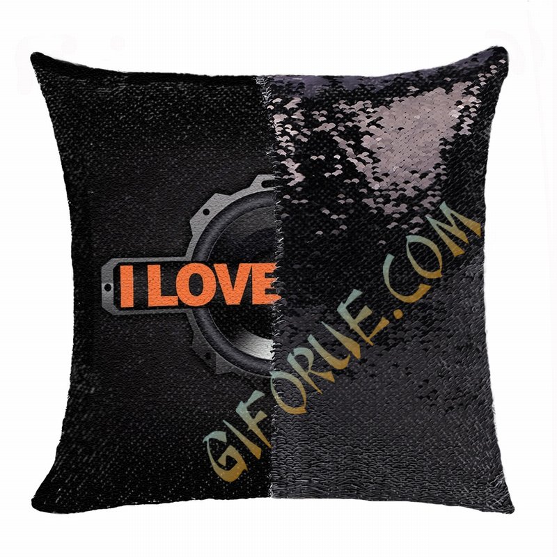 Funny Personalized Photo Flip Sequin Pillow Love Music Gift - Click Image to Close