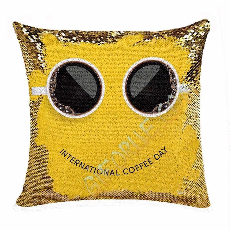 Handmade Magic Sequin Pillow Personalised Image Business Gift - Click Image to Close