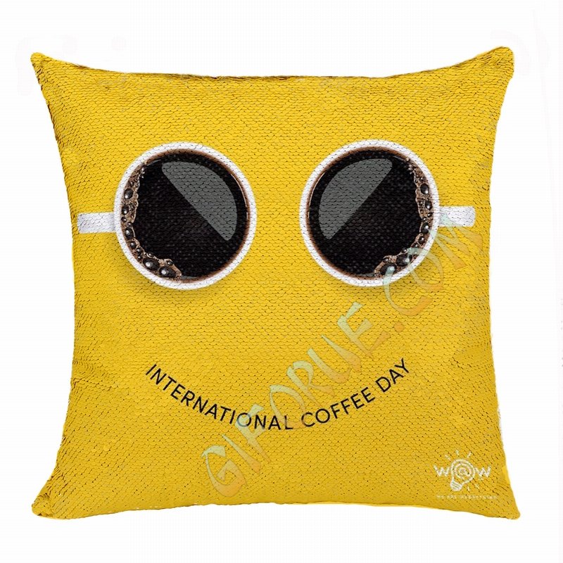 Handmade Magic Sequin Pillow Personalised Image Business Gift - Click Image to Close