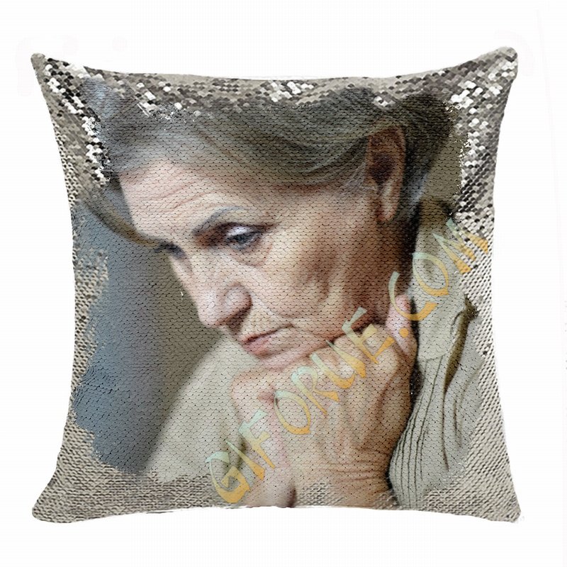 New Design Personalised Flip Sequin Pillow Old Women Photo Gift - Click Image to Close