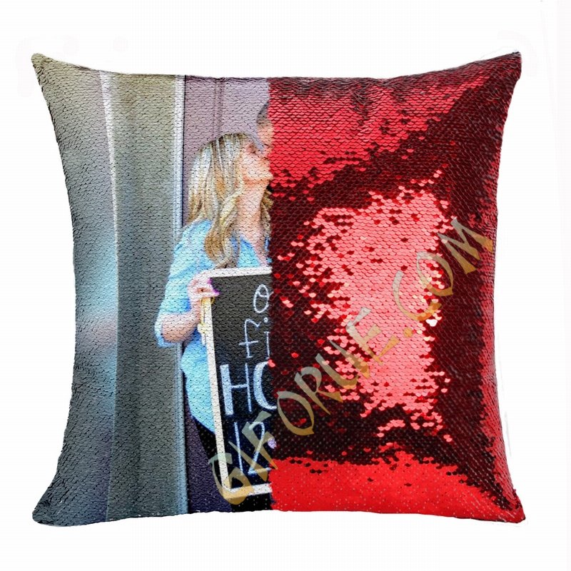 Perfect Gift Personalized Image Flip Sequin Pillow House Warming - Click Image to Close