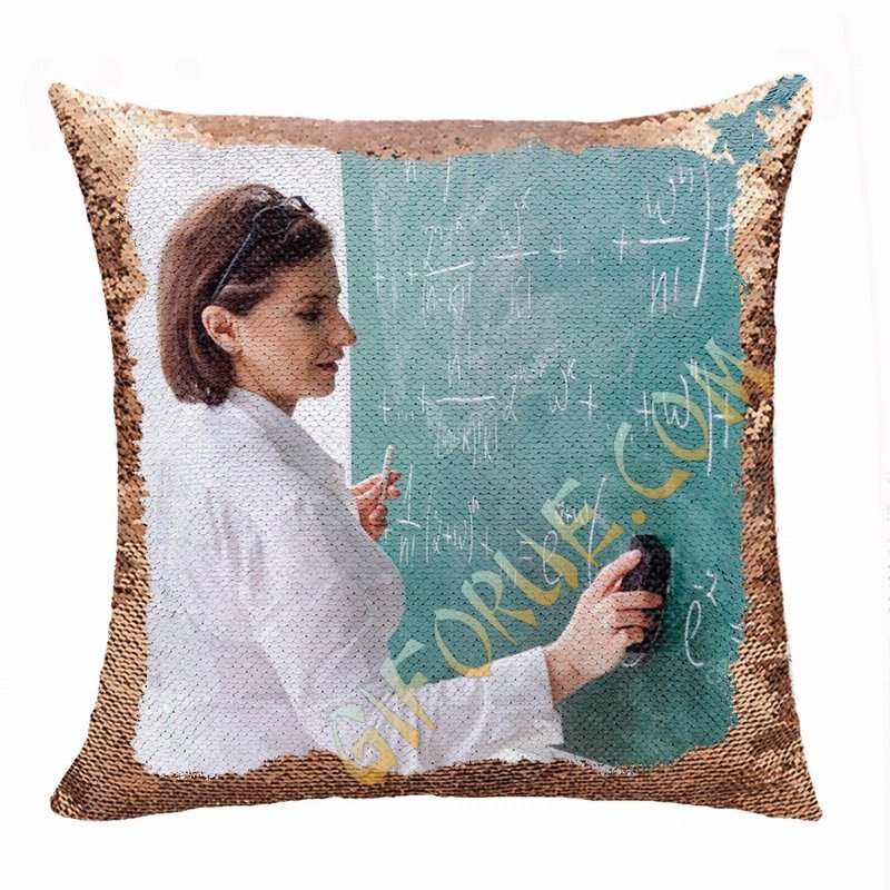 Perfect Gift Personalized Photo Flip Sequin Pillow Teacher - Click Image to Close