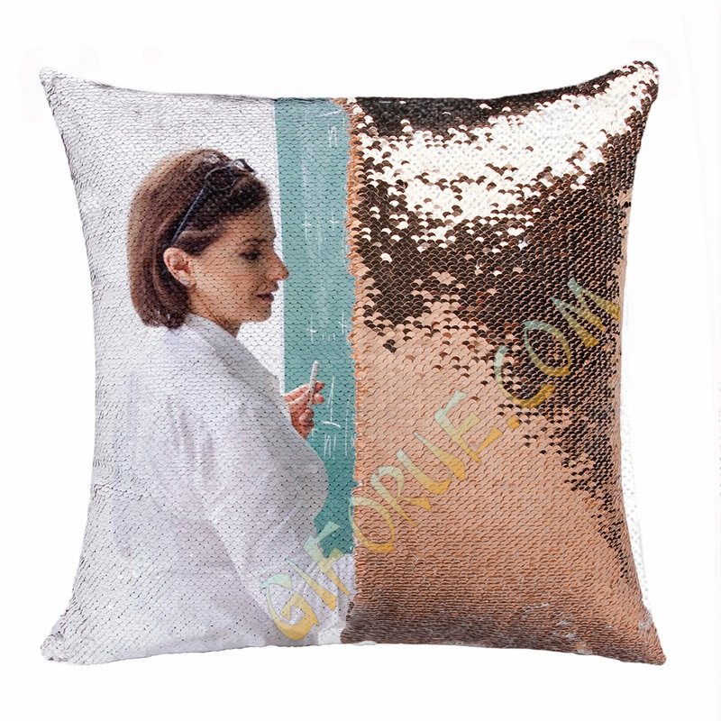 Perfect Gift Personalized Photo Flip Sequin Pillow Teacher - Click Image to Close