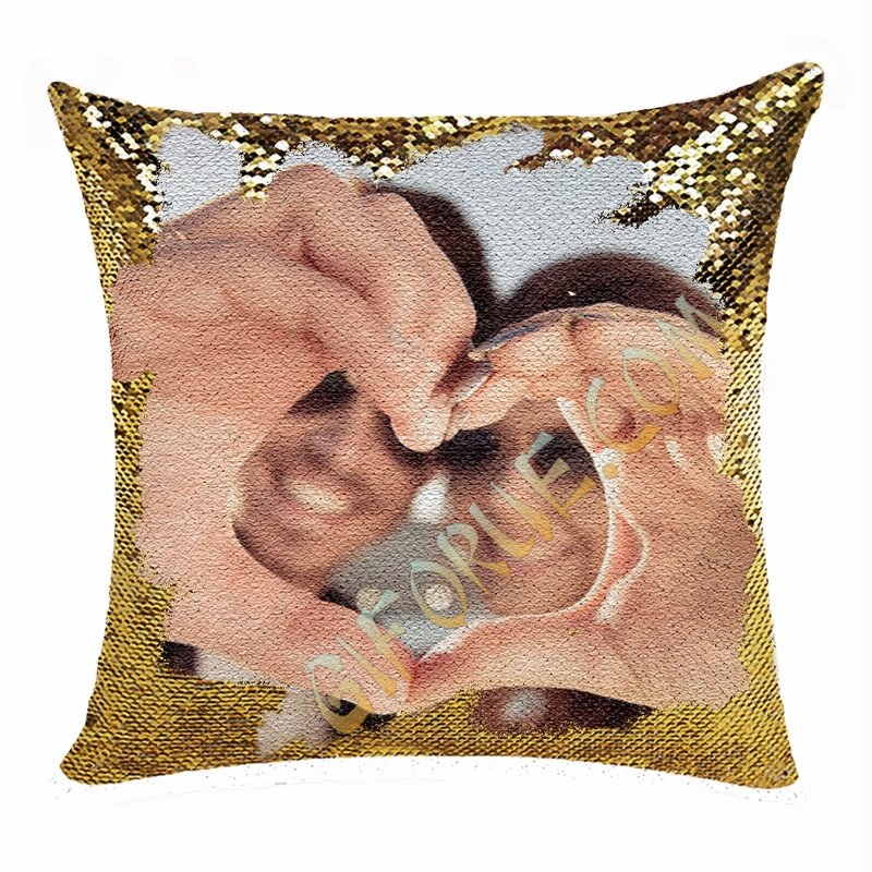 Perfect Personalized Sequin Magic Pillow Boyfriend Photo Gift - Click Image to Close