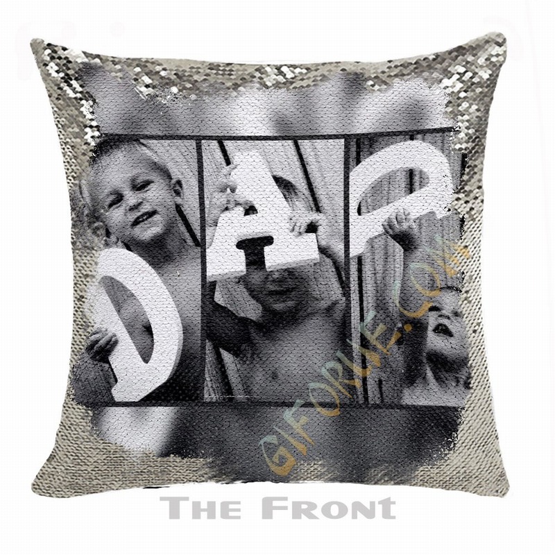 Personalised Dad Gift Creative Photo Double Sided Sequin Pillow - Click Image to Close