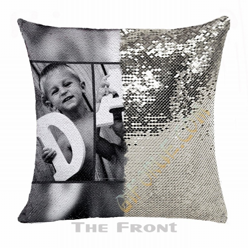 Personalised Dad Gift Creative Photo Double Sided Sequin Pillow - Click Image to Close