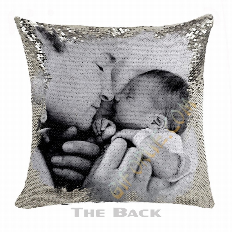 Personalised Dad Gift Creative Photo Double Sided Sequin Pillow - Click Image to Close