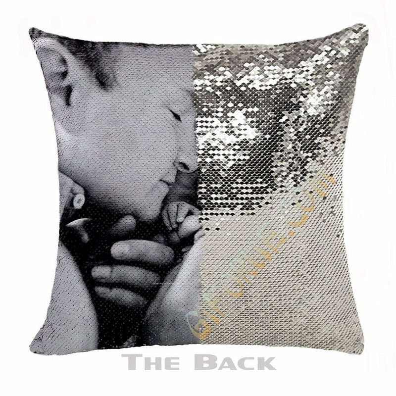 Personalised Dad Gift Creative Photo Double Sided Sequin Pillow - Click Image to Close