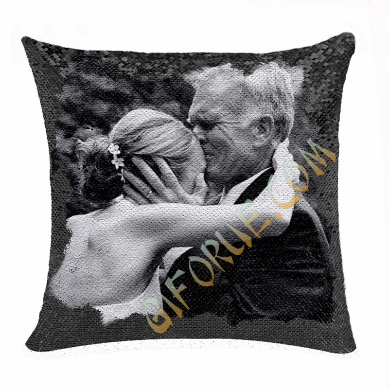 Personalised Grandpa Gift Uncommon Photo Reversible Sequin Pillow - Click Image to Close