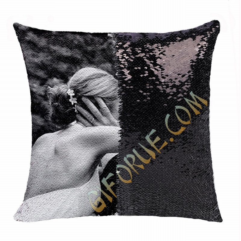 Personalised Grandpa Gift Uncommon Photo Reversible Sequin Pillow - Click Image to Close