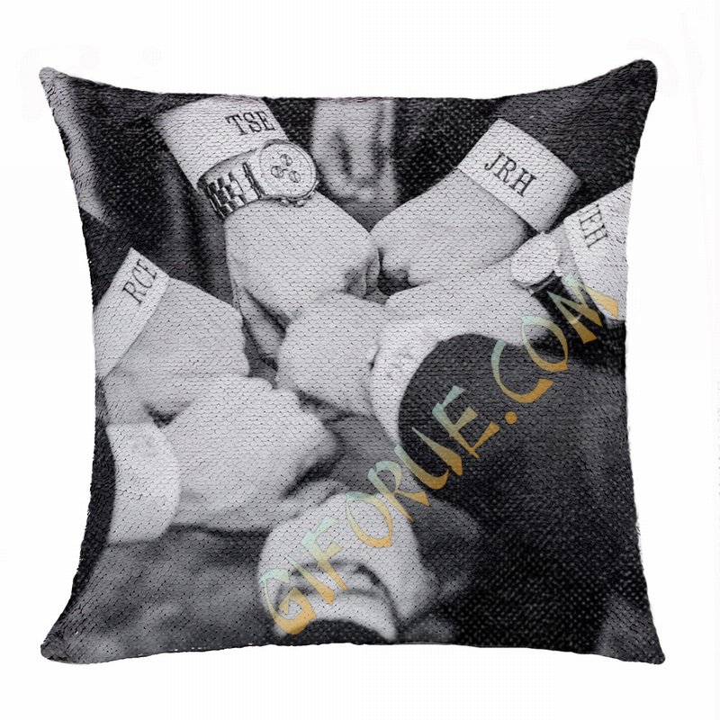 Personalised Photo Sequin Cushion Cover Cheap Partner Team Gift - Click Image to Close