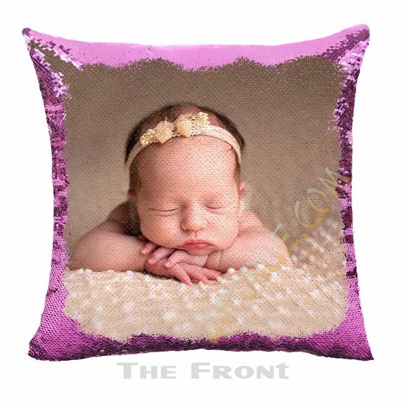 Personalised Picture Double Sided Sequin Pillow Pop Family Gift - Click Image to Close