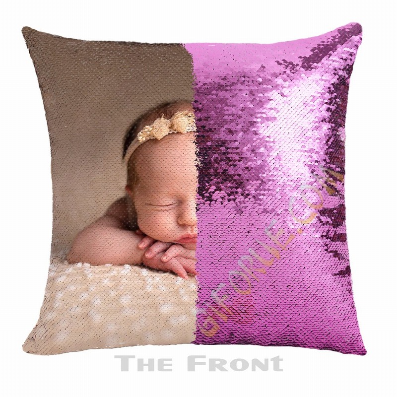 Personalised Picture Double Sided Sequin Pillow Pop Family Gift - Click Image to Close
