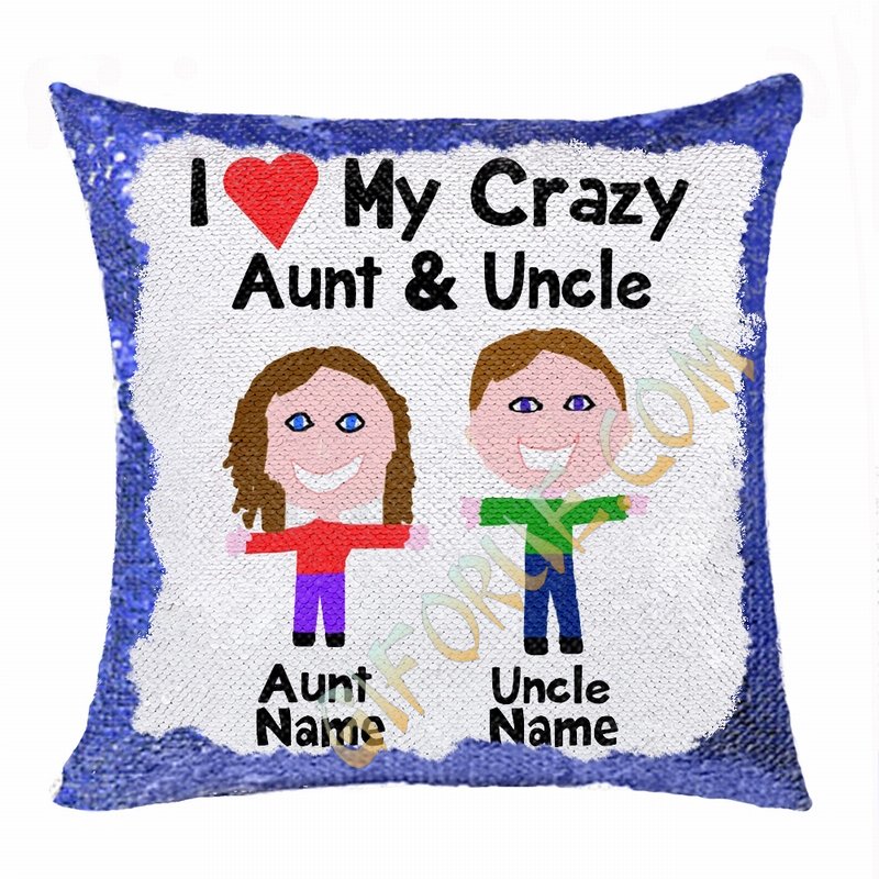 Personalised Picture Text Sequin Cushion Cover Unusual Uncle Gift - Click Image to Close