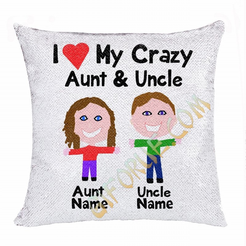 Personalised Picture Text Sequin Cushion Cover Unusual Uncle Gift - Click Image to Close