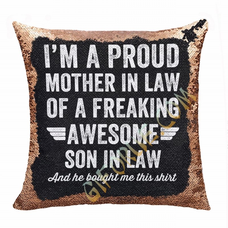 Personalized Gift Top Image Text Sequin Pillow Son In Low - Click Image to Close