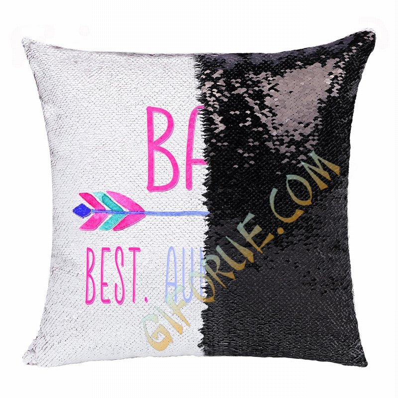 Special Gift Personalized Photo Text Sequin Pillow Aunt - Click Image to Close