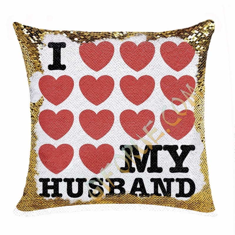 Uncommon Personalized Photo Sequin Pillow Love Husband Gift - Click Image to Close