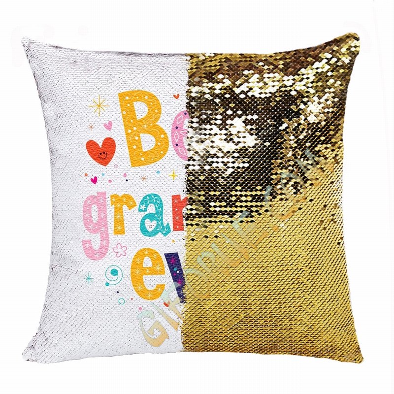 Unique Personalized Picture Text Sequin Pillow Grandma Gift - Click Image to Close