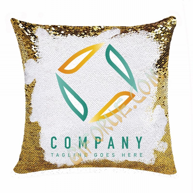 Unusual Personalized Sequin Pillow Compnay Logo Photo Text Gift - Click Image to Close