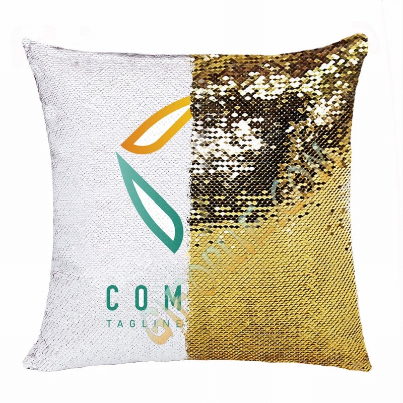 Unusual Personalized Sequin Pillow Compnay Logo Photo Text Gift - Click Image to Close