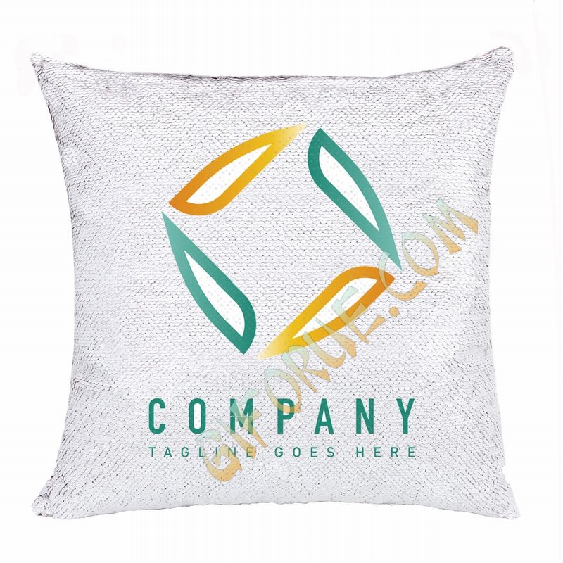 Unusual Personalized Sequin Pillow Compnay Logo Photo Text Gift - Click Image to Close