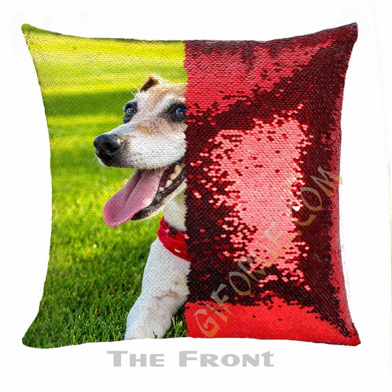 Personalized Christmas Gift Photo Double Sided Sequin Pillow - Click Image to Close