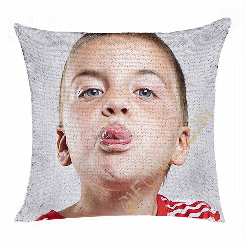 Creative Personalized Double Photos Sequin Pillow - Click Image to Close