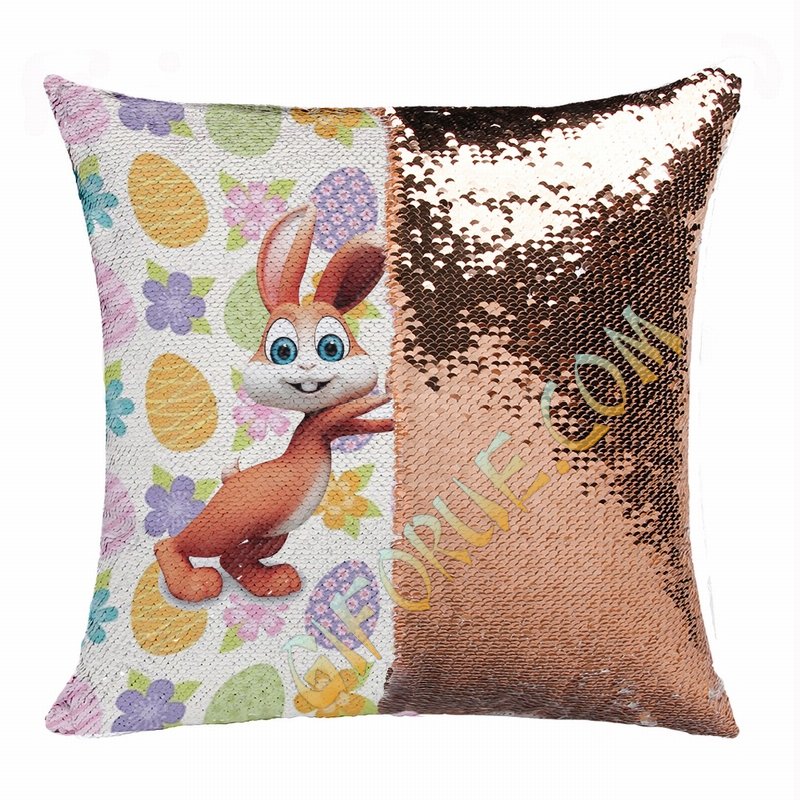 Easter Personalized Photo Perfect Gift Magic Sequin Pillow - Click Image to Close
