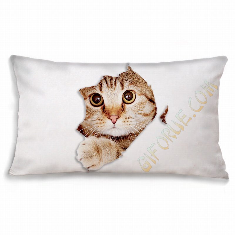 Decorative Rectangular Pillow Custom Cat Photo Skin-Friendly - Click Image to Close