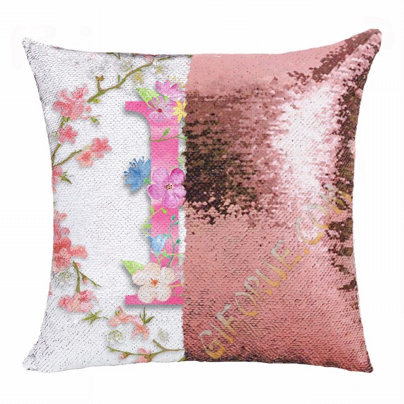 Custom Shiny Pillow Flower Monogram Magic Pillow - Click Image to Close