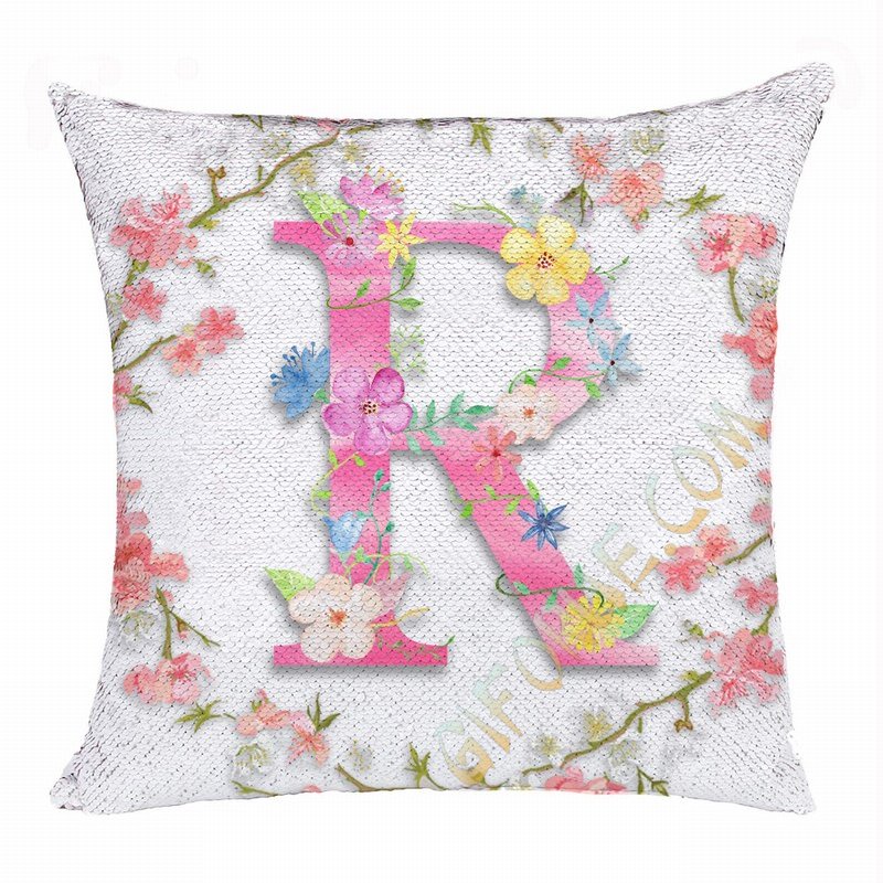 Custom Shiny Pillow Flower Monogram Magic Pillow - Click Image to Close