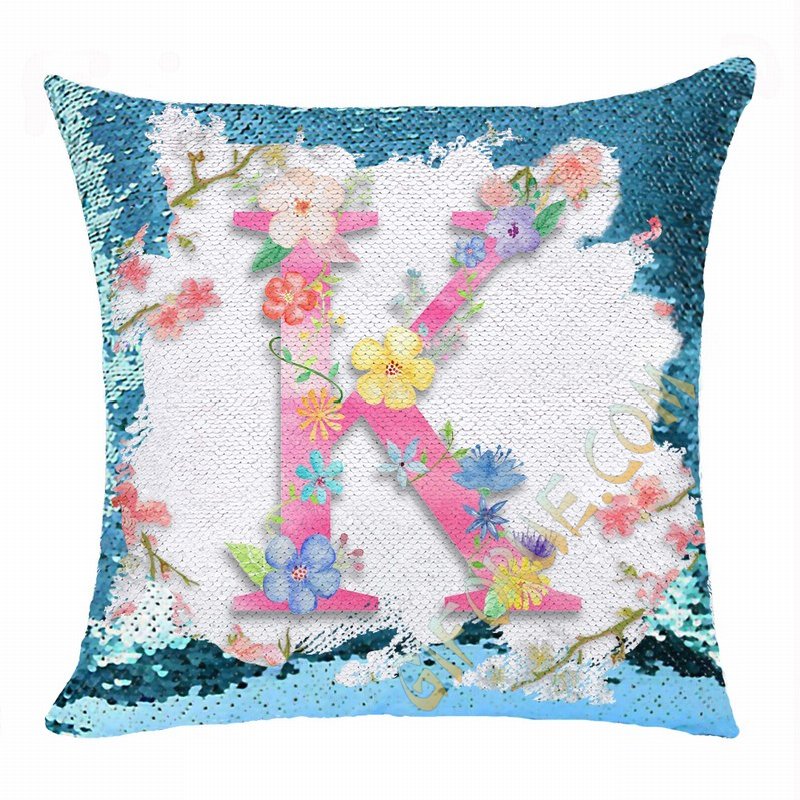 Custom Shiny Pillow Flower Monogram Magic Pillow - Click Image to Close