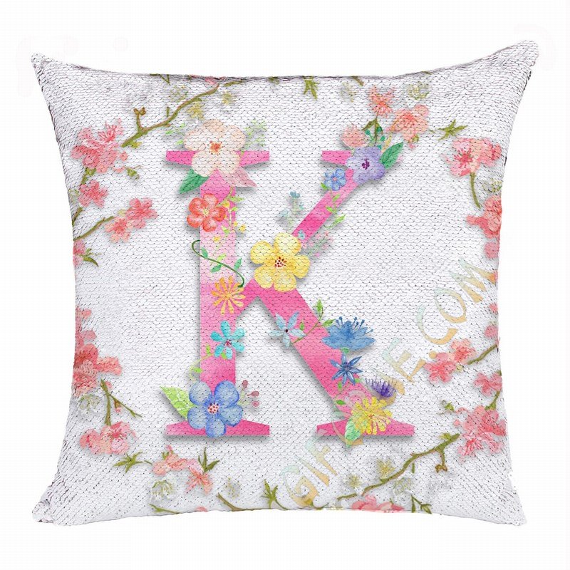 Custom Shiny Pillow Flower Monogram Magic Pillow - Click Image to Close