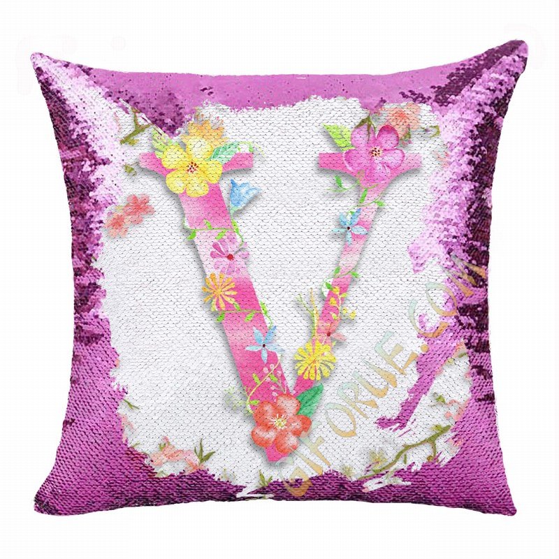 Custom Shiny Pillow Flower Monogram Magic Pillow - Click Image to Close