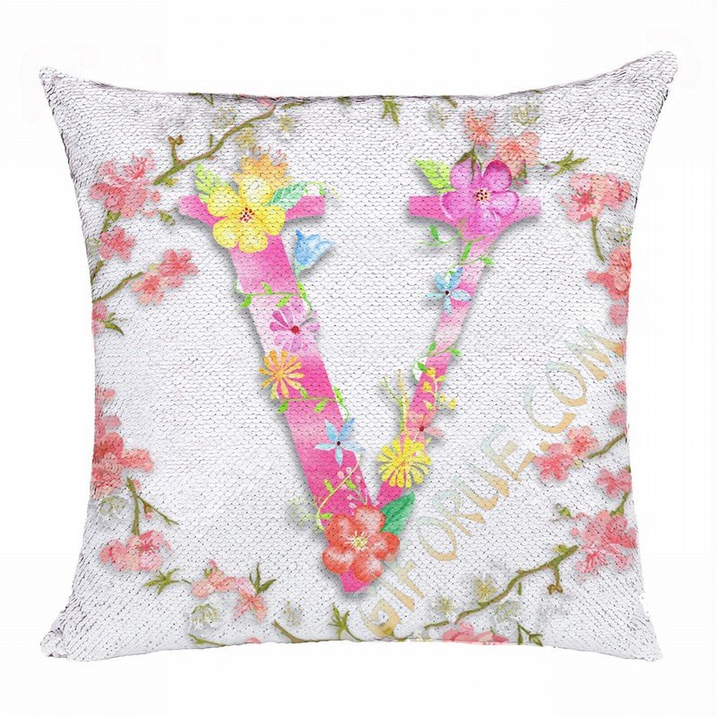 Custom Shiny Pillow Flower Monogram Magic Pillow - Click Image to Close