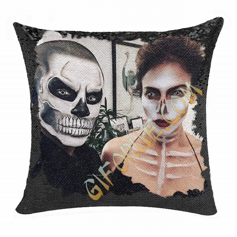Personalized Gift Best Monsters Makeup Couple Flip Sequin Pillow - Click Image to Close