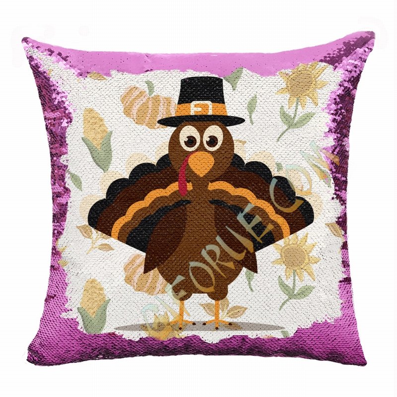 Personalized Thanksgiving Gift For Family Flip Sequin Pillow - Click Image to Close