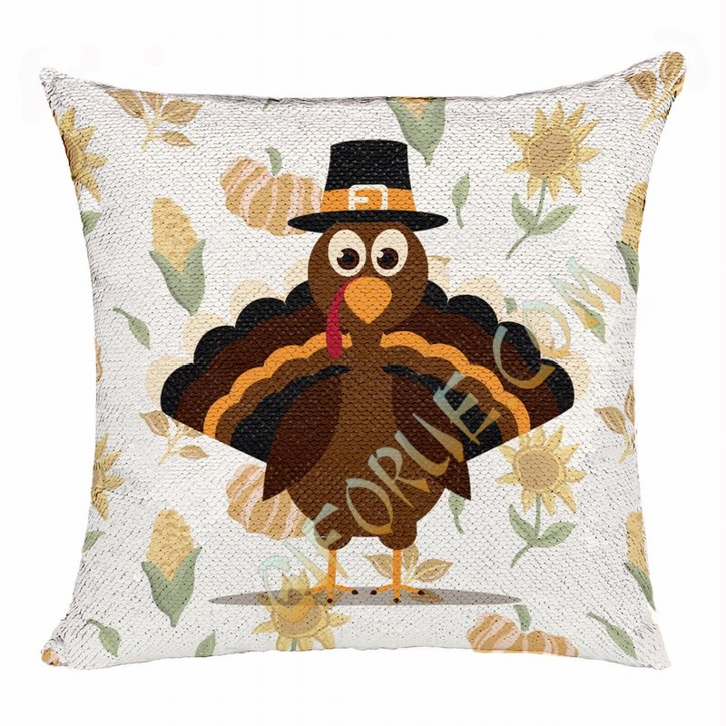 Personalized Thanksgiving Gift For Family Flip Sequin Pillow - Click Image to Close