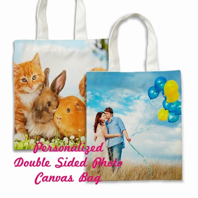 Double Sided Photo Canvas Tote Bags Custom Gift