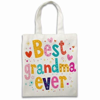 Custom-Made Cotton Reusable Bags Top Gift With Grandma Photo