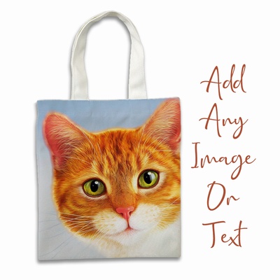 Customizable Gift Clever Cotton Reusable Bags With Cat Photo