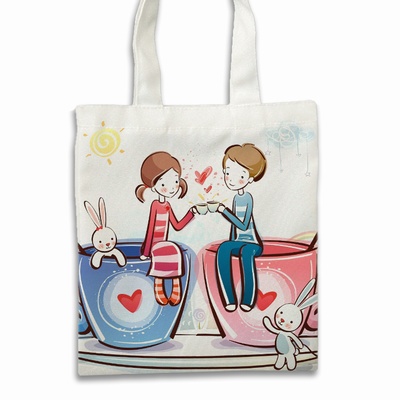 Customized Picture Cotton Shopping Bags Couple Cool Gift